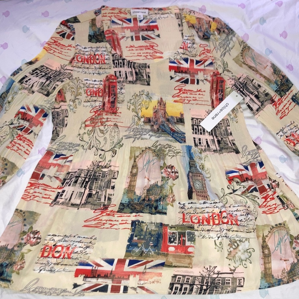Chloe+rene London Print Long Sleeve Top